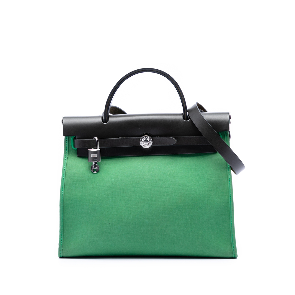 Pre-Loved Hermes Military Toile and Vache Hunter Herbag Zip 31 - Picture 1 of 7